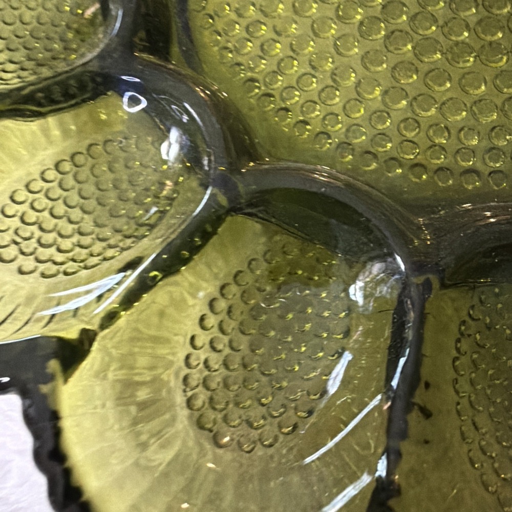 Vtg Indiana Glass Avacado Green Hobnail Deviled 15 Egg Dish Tray Plate 1960'sMCM - Picture 7 of 16
